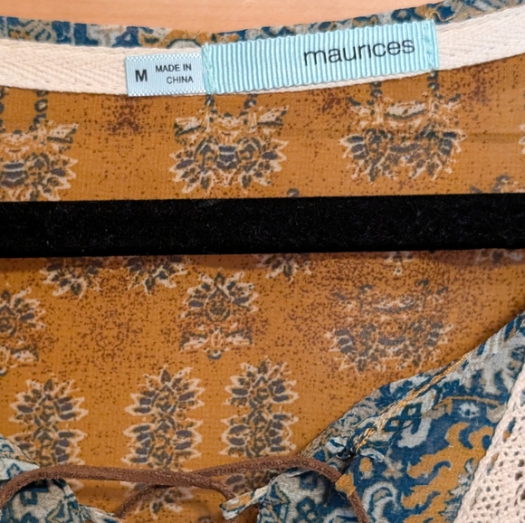 Maurices Mustard and Blue Boho Blouse, So Cute ! Medium, NWOT - Picture 2 of 3